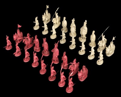 Lot 246 - Chess. A 19th-century Chinese export ivory chess set