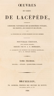 Lot 264 - Lacépède (Bernard Germain de). Oeuvres du Comte de Lacépède,  1833-35