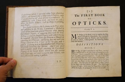 Lot 130 - Newton (Isaac). Opticks: Or, A Treatise of the Reflexions, Refractions, Inflexions, etc ..., 1704