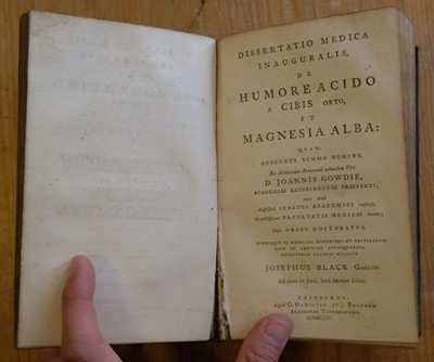 Lot 147 - Black (Joseph). Dissertatio medica inauguralis..., 1754
