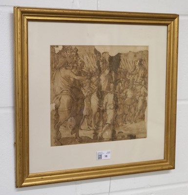 Lot 18 - Vasari (Giorgio, 1511-1574, circle of). Battlescene with pikebearers, pen, brown ink and wash