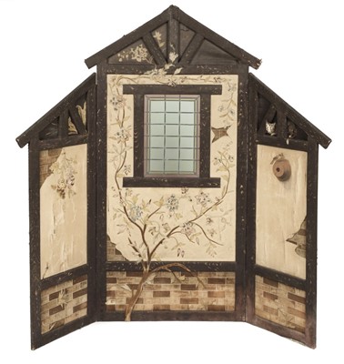 Lot 594 - Screen, A trompe l'oeil screen, possibly Continental, circa 1880s