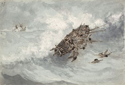 Lot 148 - English School. Illustrations to Robinson Crusoe, circa 1850's-60's, pen, ink and brown wash