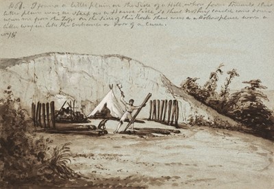 Lot 148 - English School. Illustrations to Robinson Crusoe, circa 1850's-60's, pen, ink and brown wash