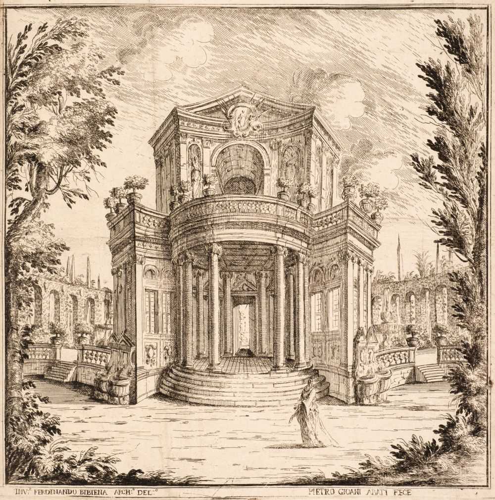 Lot 34 - Buffagnotti (Carlo Antonio, after Bibiena. Stage Sets for 'Endimione', four etchings, 1699-1710