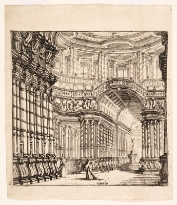 Lot 34 - Buffagnotti (Carlo Antonio, after Bibiena. Stage Sets for 'Endimione', four etchings, 1699-1710