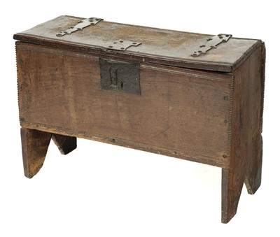 Lot 343 - Coffer. A joined oak coffer, predominantly 18th century