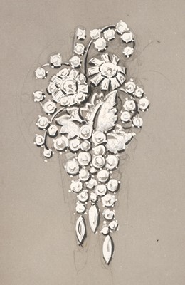Lot 153 - Jewellery. 19 watercolour designs, 1940's-50's