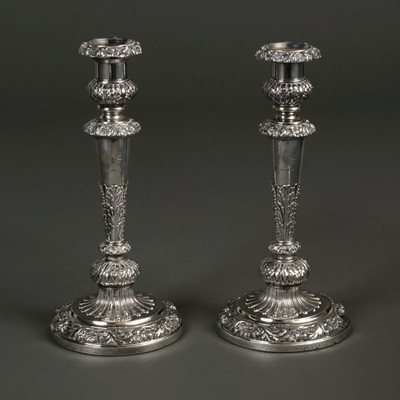 Lot 206 - Candlesticks. A pair of George III silver candlesticks