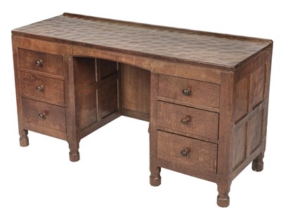 Lot 338 - Mouseman. Robert Thompson of Kilburn oak desk