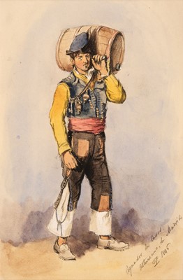 Lot 32 - Spanish costume. Four drawings depicting Spanish costumes, & 1 other