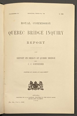 Lot 280 - Quebec Bridge Inquiry. Royal Commission Quebec Bridge Inquiry.