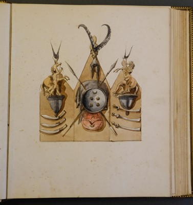 Lot 11 - D'Oyly (Charles). Armoury Book, circa 1860