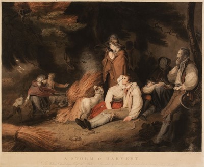 Lot 133 - Meadows (Robert Mitchell, 1763-1812). A Storm in Harvest, Richard Westall, Feby. 1st 1802