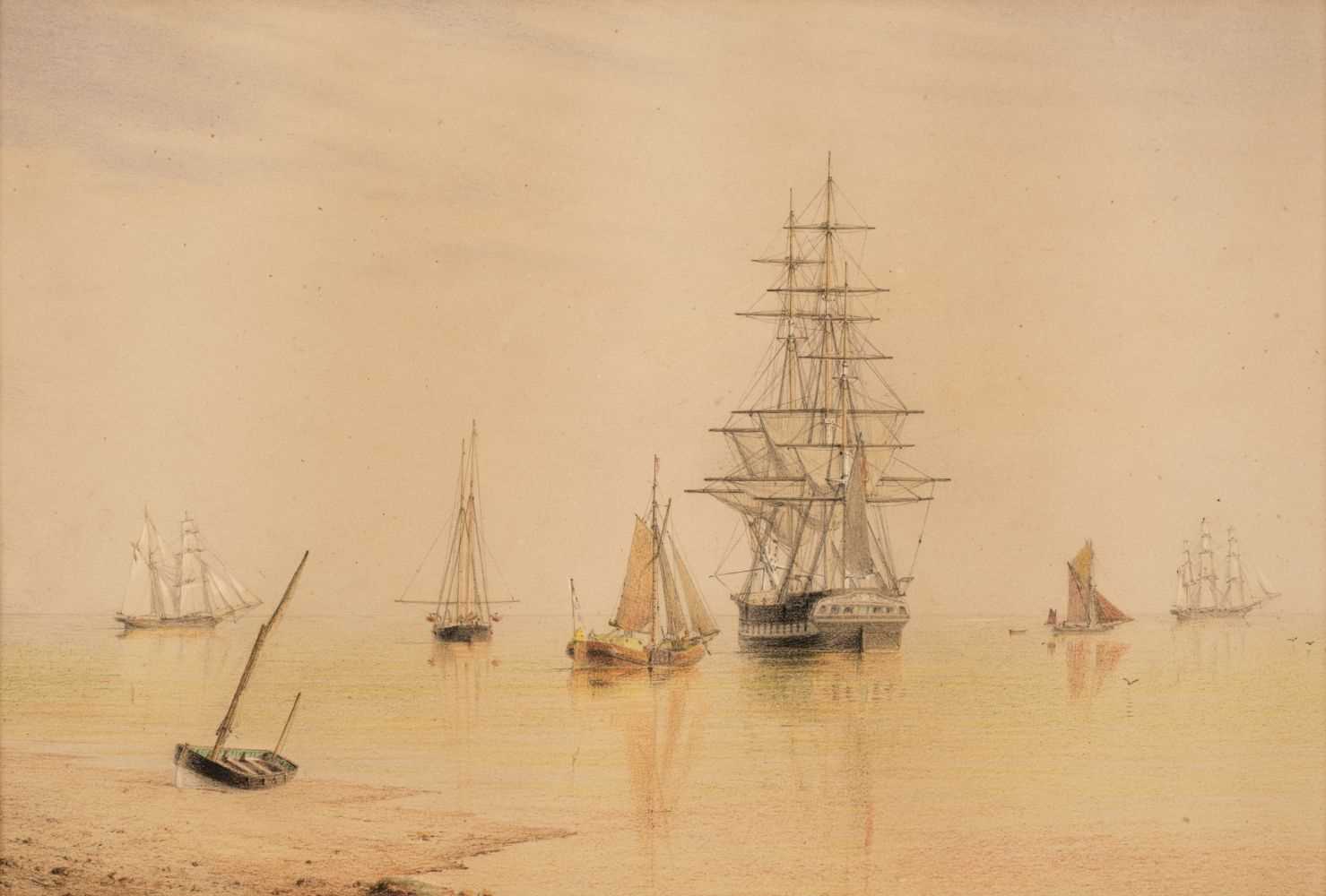 Lot 174 - Settle (William Frederick, 1821-1897). Shipping, chalk on paper