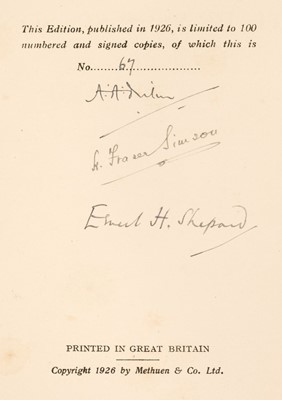 Lot 723 - Milne (A.A.). Teddy Bear and other Songs from "When We Were Very Young", London: Methuen, 1926