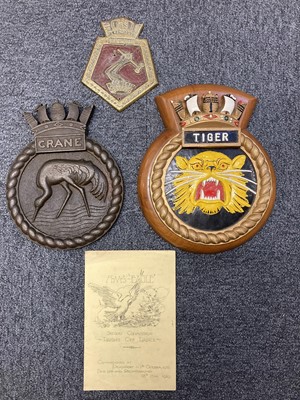Lot 338 - Ships Crests. HMS Crane, HMS Tiger and HMS Birmingham