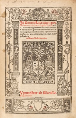 Lot 335 - Titus Lucretius Carus. In Carum Lucretium poetam commentarii..., [1514]