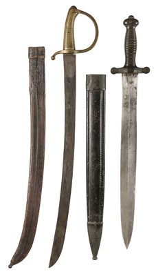 Lot 221 - Sidearms. A 19th-century French artillery shortsword and briquette