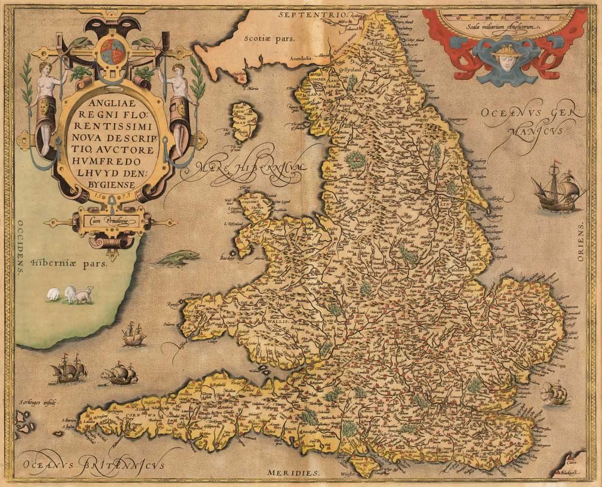 Lot 93 - England & Wales. Ortelius (Abraham & Lhuyd Humphrey), Angliae Regni..., 1584-1602