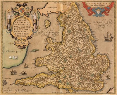 Lot 93 - England & Wales. Ortelius (Abraham & Lhuyd Humphrey), Angliae Regni..., 1584-1602