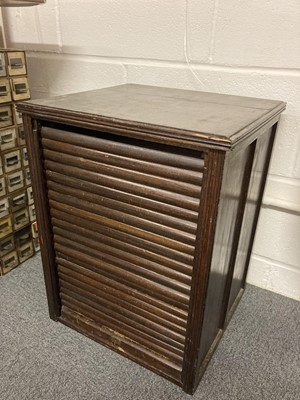 Lot 209 - Medal Cabinet. A 1920s tambour front cabinet
