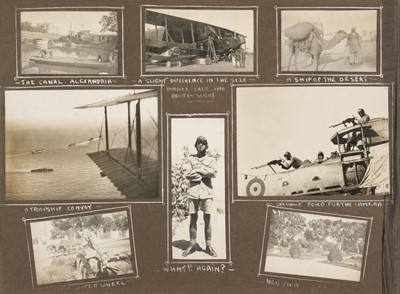 Lot 129 - World War I Egypt. An album containing approximately 200 photographs of Aboukir aerodrome and camp