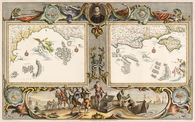 Lot 127 - Pine (John). Three sea charts, and one engraving of the Armada, 1739