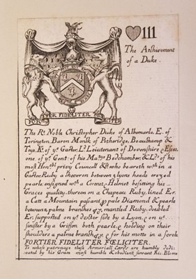 Lot 539 - Blome (Richard). Armoriall Cards, [1675]