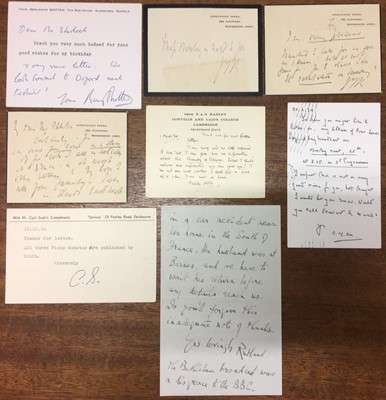 Lot 912 - British Composers. A good series of 11 Autograph and 5 Typed Letters Signed, 20th century