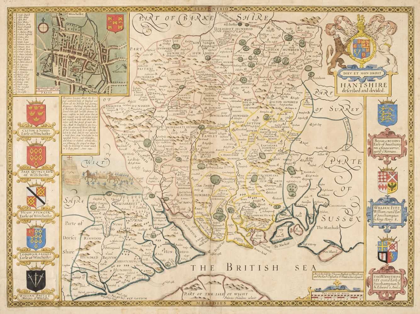 Lot 103 - Hampshire. Speed (John), Hantshire described and devided, T. Bassett & R. Chiswell, 1676