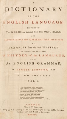 Lot 246 - Johnson Dictionary 2 vols 1755