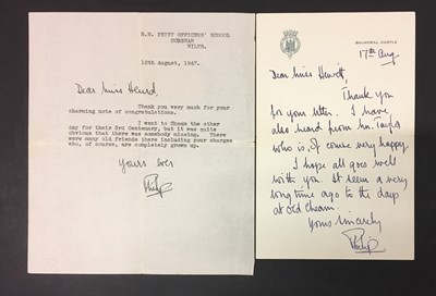 Lot 964 - Prince Philip (1921-2021). Typed Letter Signed, 'Philip', Corsham, Wiltshire, 12 August 1947