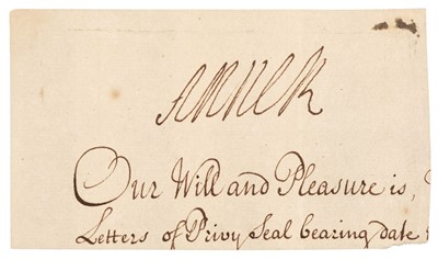 Lot 907 - Anne (1665-1714). A fine autograph signature, ‘Anne R’, no date