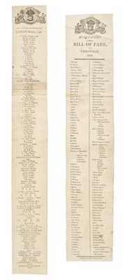 Lot 279 - Bristol Menus. Two Bills of Fare broadsides, printed for John Weeks of the Bush-Tavern, Bristol