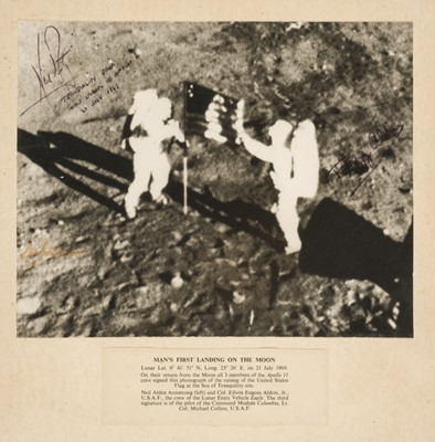Lot 908 - Apollo 11. Man’s First Landing on the Moon Photograph Signed, 20 July 1969