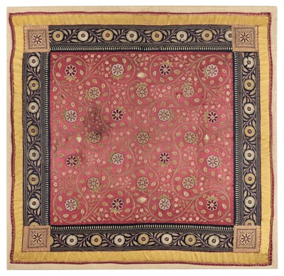 Lot 554 - Embroidered panel. Portion of Indian embroidery, Gujarat, mid 19th century