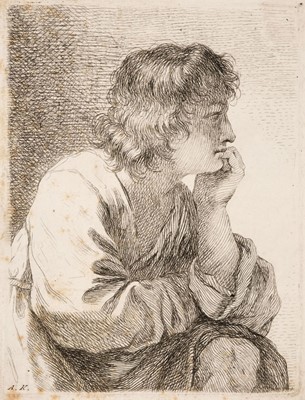 Lot 52 - Kauffman, Angelika (1741-1807). A Young Man Musing, etching, 1762