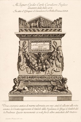 Lot 67 - Piranesi (Giovanni Battista, 1720-1788). Cinerary Urn; and Pars Cellarum, etchings, 1762-1778