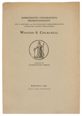 Lot 371 - Churchill (Winston). Københavns Universitets Promotionsfest, Copenhagen: Bogtrykkeri, 1951
