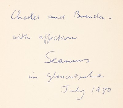 Lot 402 - Heaney (Seamus). North, presentation copy, London: Faber, 1978