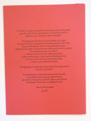 Lot 225 - Hockney (David, 1937-). Red Square and The Forbidden City, 1982, colour lithograph
