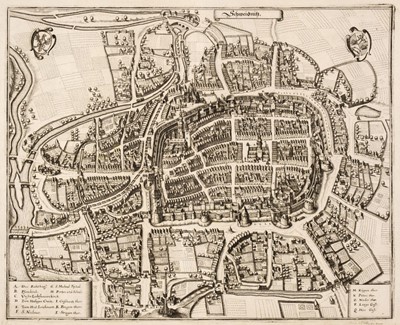 Lot 150 - Swidnica/Schweidnitz. A collection of seven town plans and maps, 17th & 18th century
