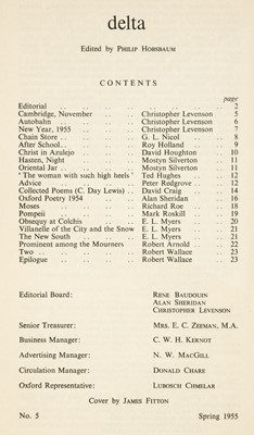 Lot 422 - Hughes (Ted). 'The woman with such high heels' [in:] delta, edited by Philip Hobsbaum