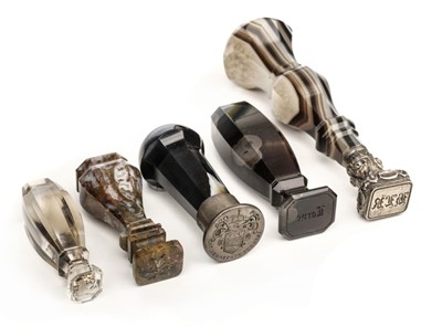 Lot 326 - Desk Seals. A collection of agate desk seals