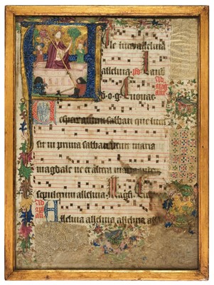 Lot 251 - Illuminated manuscript leaf from a German antiphonal, probably Rhineland, circa 1450-1475