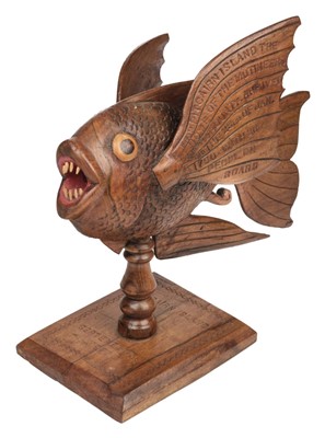 Lot 340 - Pitcairn Island. A souvenir carved wood flying fish from Pitcairn Island by Fred Christian 1956