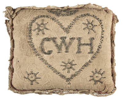 Lot 583 - Pincushions. A layette pinwork trapunto pincushion, 1799, & one other