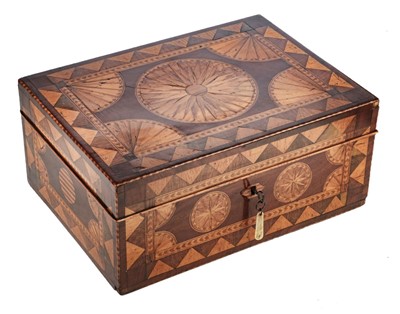Lot 361 - Work Box. A fine George III period parquetry work box