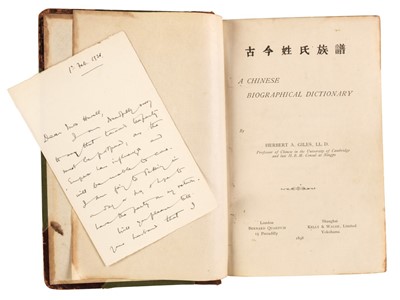 Lot 7 - Giles (Herbert A.) A Chinese Biographical Dictionary, 1st edition, 1898